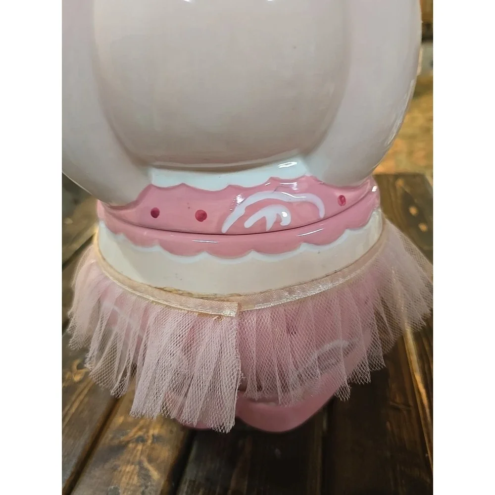 Vintage Ballerina Dancing Pink Pig‎ with Tutu Ceramic Cookie Jar  11 